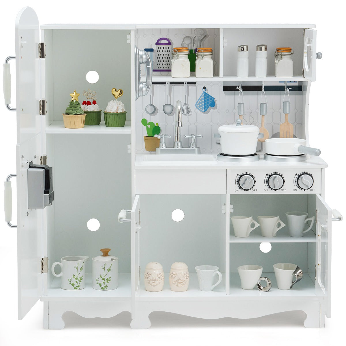 LIVSK Speelkeuken voor Kinderen - Realistisch Design met Gootsteen en Koelkast - Inclusief Keukenaccessoires - 79 x 30 x 88,5 cm