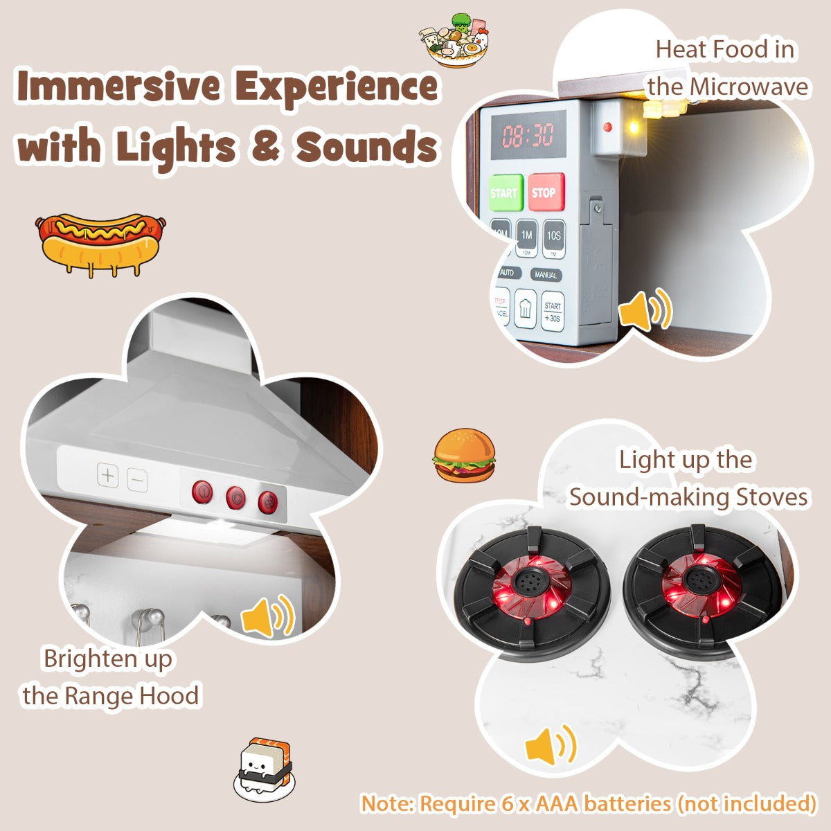 LIVSK Kinderkeuken met Licht- en Geluidseffecten - Inclusief Keukengerei en Opbergruimte - Voor Kinderen vanaf 3 jaar - Koffie