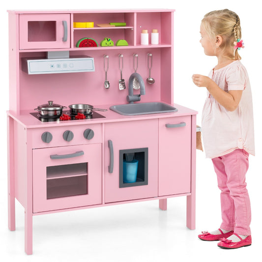 LIVSK Houten Kinderkeuken Speelset - Inclusief Magnetron en 18 Accessoires - Veilig en Duurzaam - Voor Kinderen van 3 tot 6 Jaar