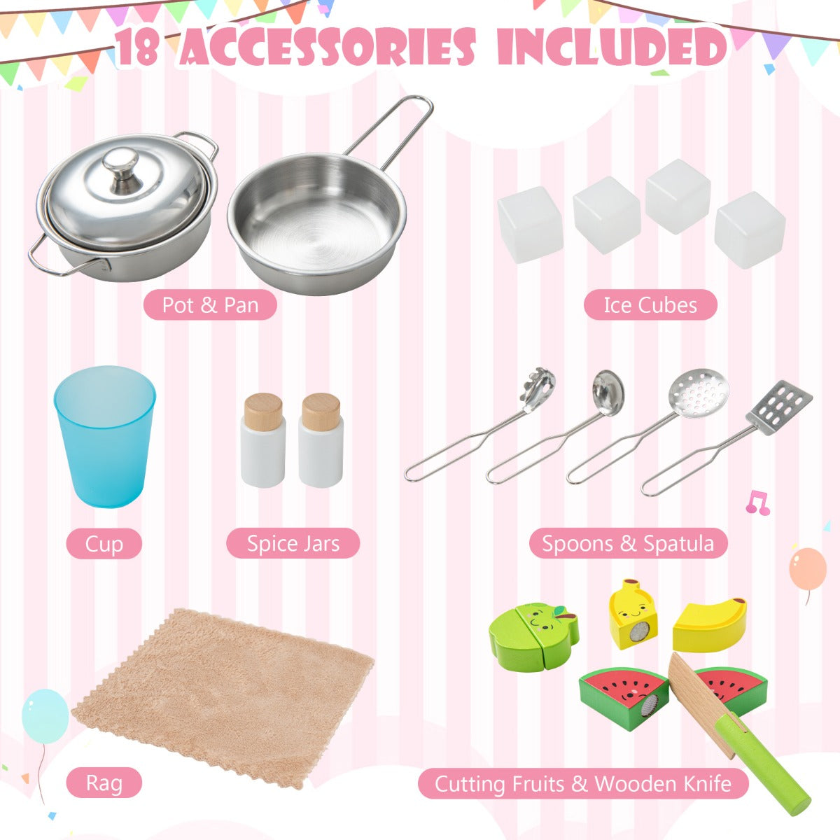 LIVSK Houten Kinderkeuken Speelset - Inclusief Magnetron en 18 Accessoires - Veilig en Duurzaam - Voor Kinderen van 3 tot 6 Jaar
