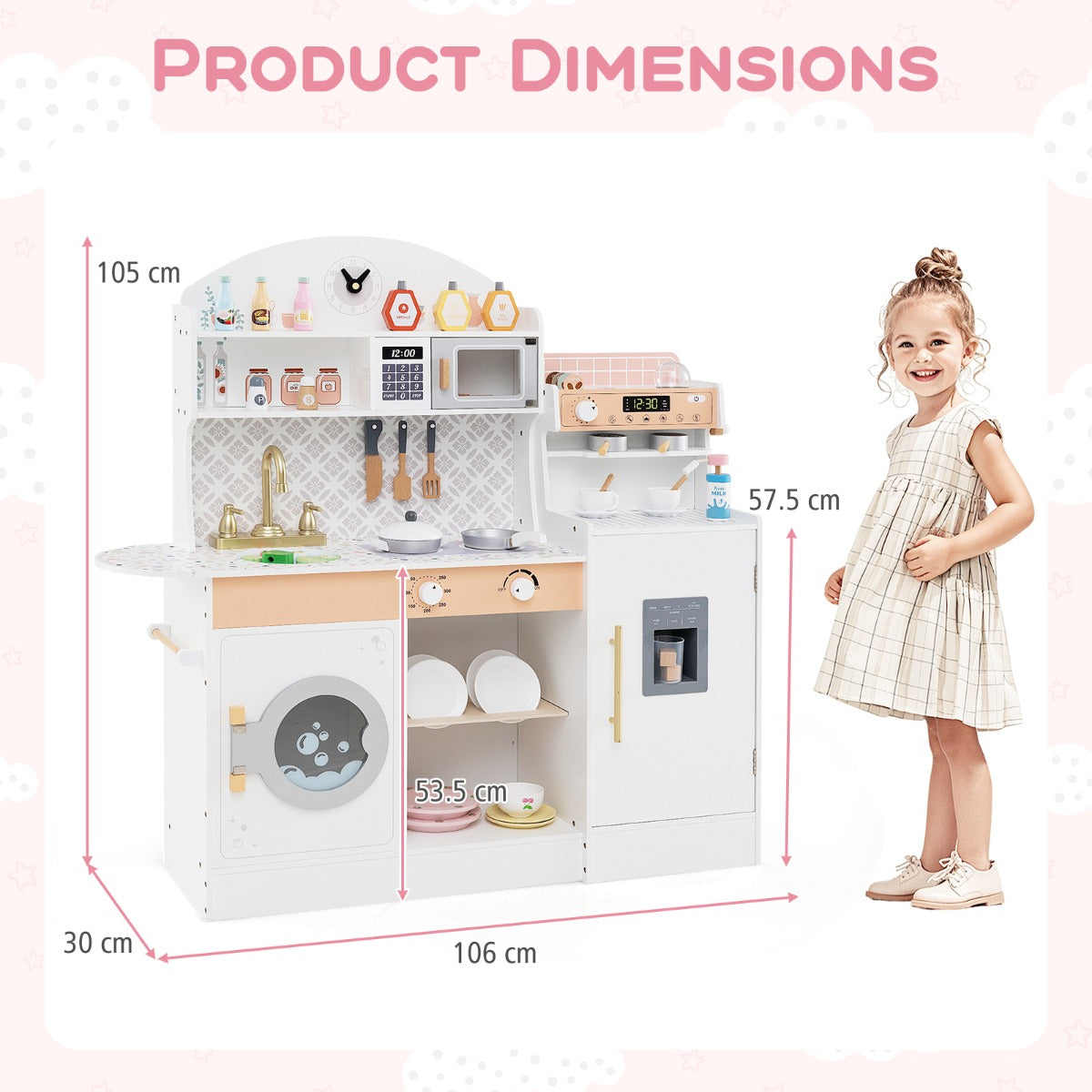 LIVSK Houten Speelkeuken met Koffiemachine en Ijsmachine - Interactief Rollenspel - Veilig Ontwerp - Voor Kinderen vanaf 3 jaar -