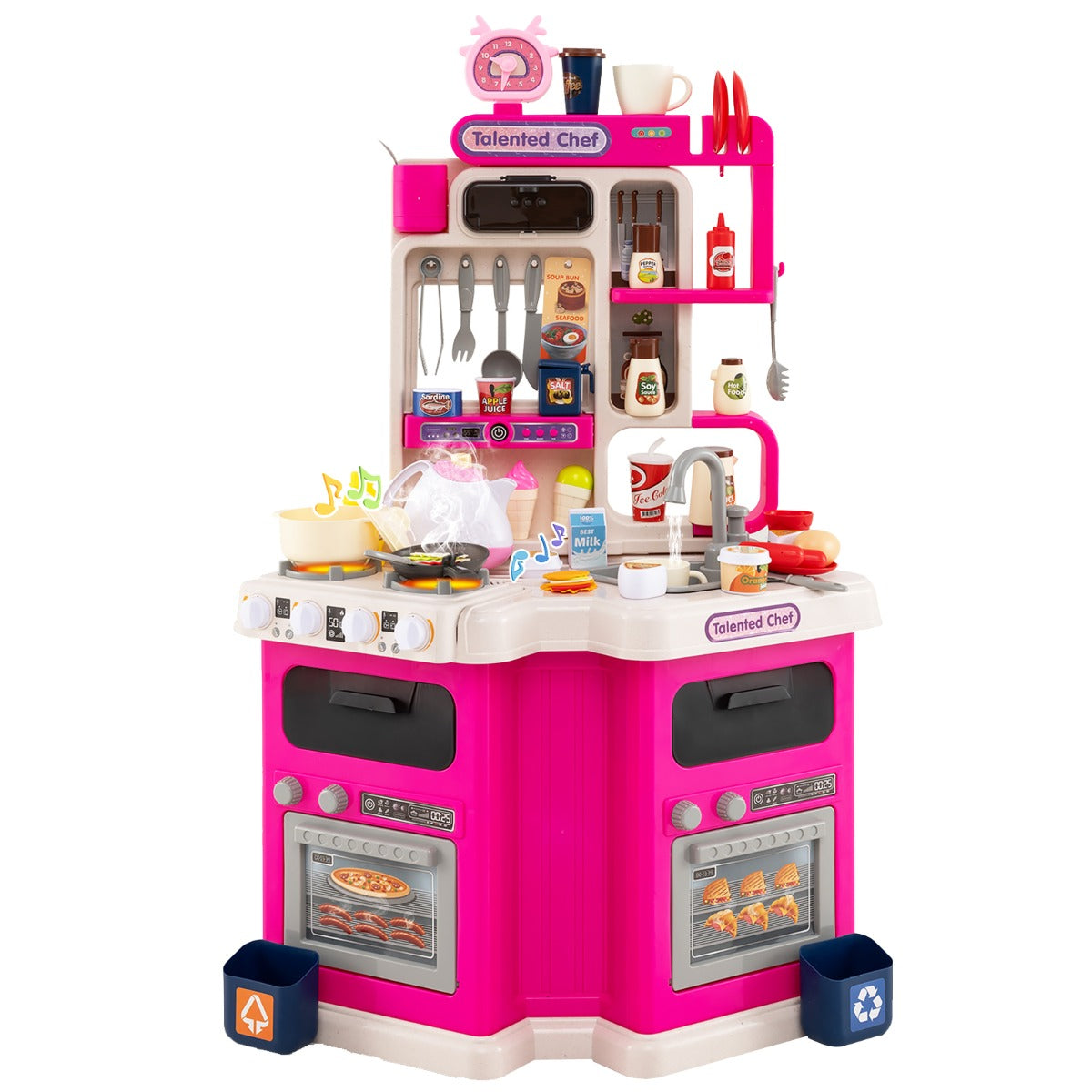 LIVSK Hoekkeuken voor Kinderen - Met Licht en Geluid - 75 Accessoires - Watercirculatiefunctie - Creatief Spel - Blauw/Roze