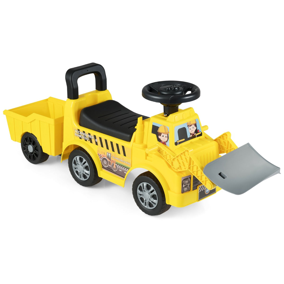 Livsk costway kinderloopfiets met aanhanger en schep kinder speelgoedauto 1 1