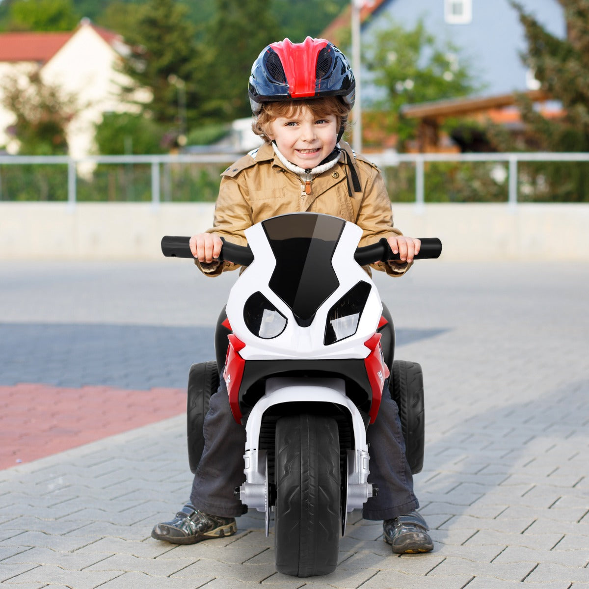 LIVSK Elektrische Kindermotor met Zijwieltjes - Duurzaam en Veilig - Ingebouwde Muziek - Heldere Koplampen - Tot 20 kg - Rood
