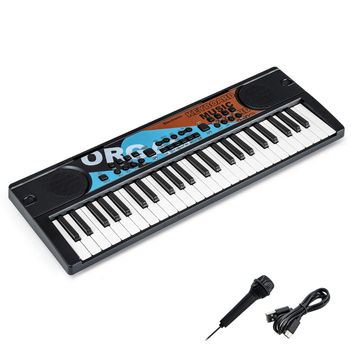 Livsk costway kinderpiano keyboard 49 toetsen draagbaar elektrisch keyboard met 8 ritmes 8 geluiden 10 demos zwart