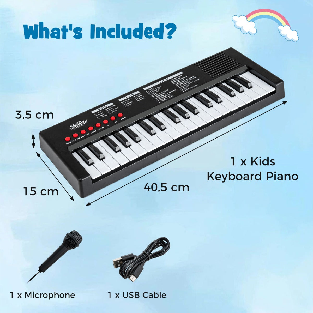 Livsk costway kinderpianoklavier draagbare elektronische piano met 37 toetsen 8 ritmes 8 tonen en 22 demosongs zwart 1 1