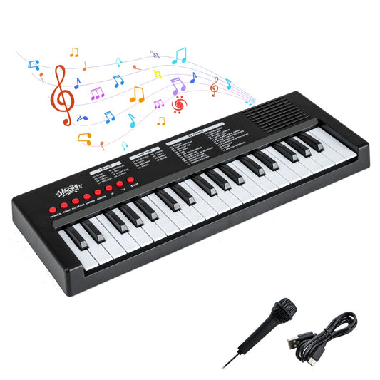 Livsk costway kinderpianoklavier draagbare elektronische piano met 37 toetsen 8 ritmes 8 tonen en 22 demosongs zwart