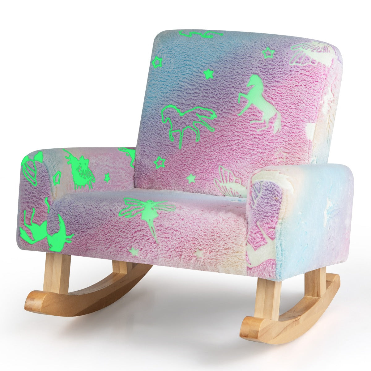 LIVSK Kinderschommelstoel - Ergonomisch Ontwerp - Glow-in-the-Dark - Flanellen Bekleding - Voor Kinderen 3-5 Jaar - Als foto's