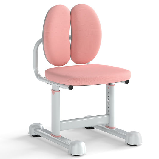 LIVSK Kinderschrijftafelstoel - Verstelbare Zithoogte - Ergonomische Rugleuning - Stabiel Metalen Frame - Gevoerde Zitting - Roze