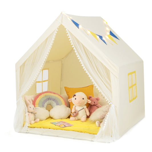 LIVSK Kinderspeeltent met Sterverlichting - Ruimte voor 2 Kinderen - Zacht Gewatteerd Tapijt - Duurzame PVC-structuur - 122 x 105