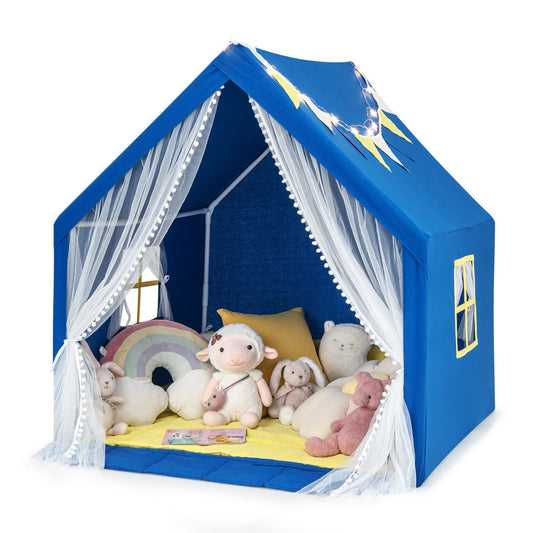 LIVSK Kinderspeeltent met Sterverlichting - Ruime Speelruimte voor 2 Kinderen - Machinewasbare Luifel - Stevige PVC-buizen -