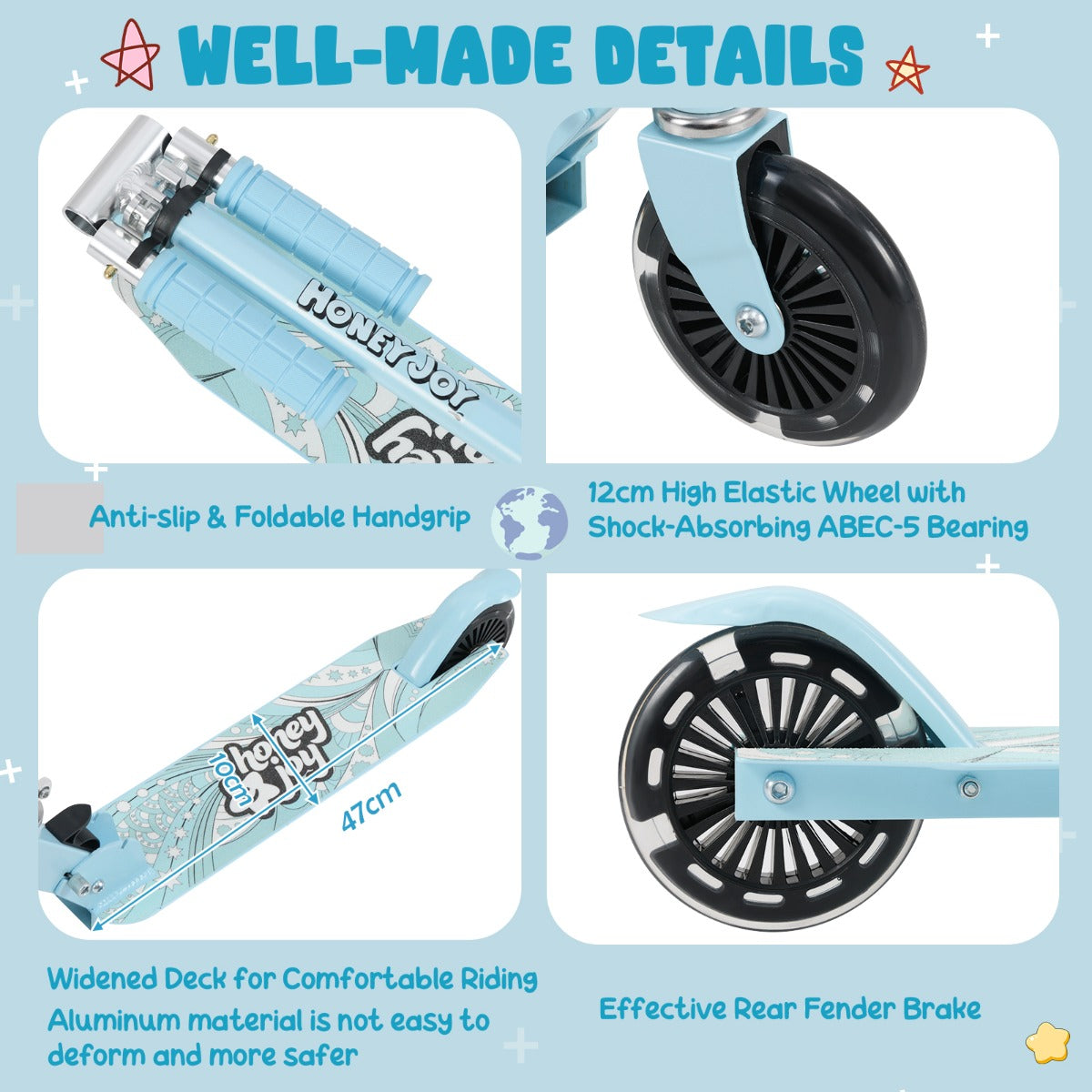 LIVSK Opvouwbare Kinderstep - Verstelbaar Stuur - Knipperende LED Wielen - Veilig en Lichtgewicht - Voor Kinderen 3-8 jaar - Blauw