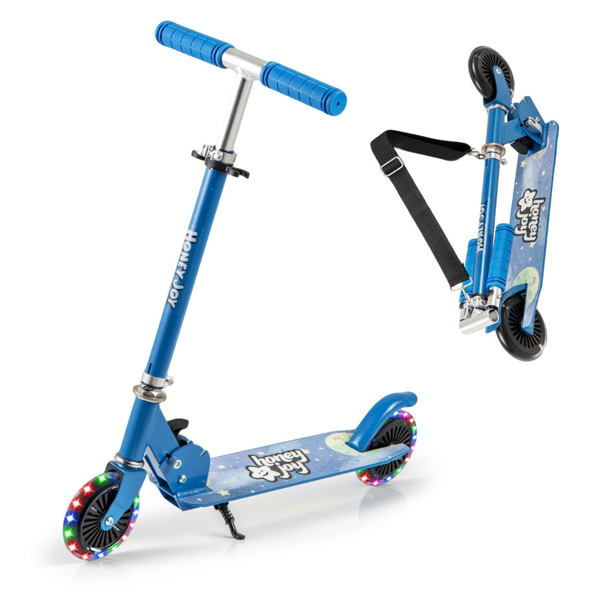 LIVSK Inklapbare Kinderstep - Verstelbaar Stuur - LED Wielen - Antislip Deck - Tot 50 kg - Roze/Blauw/Paars