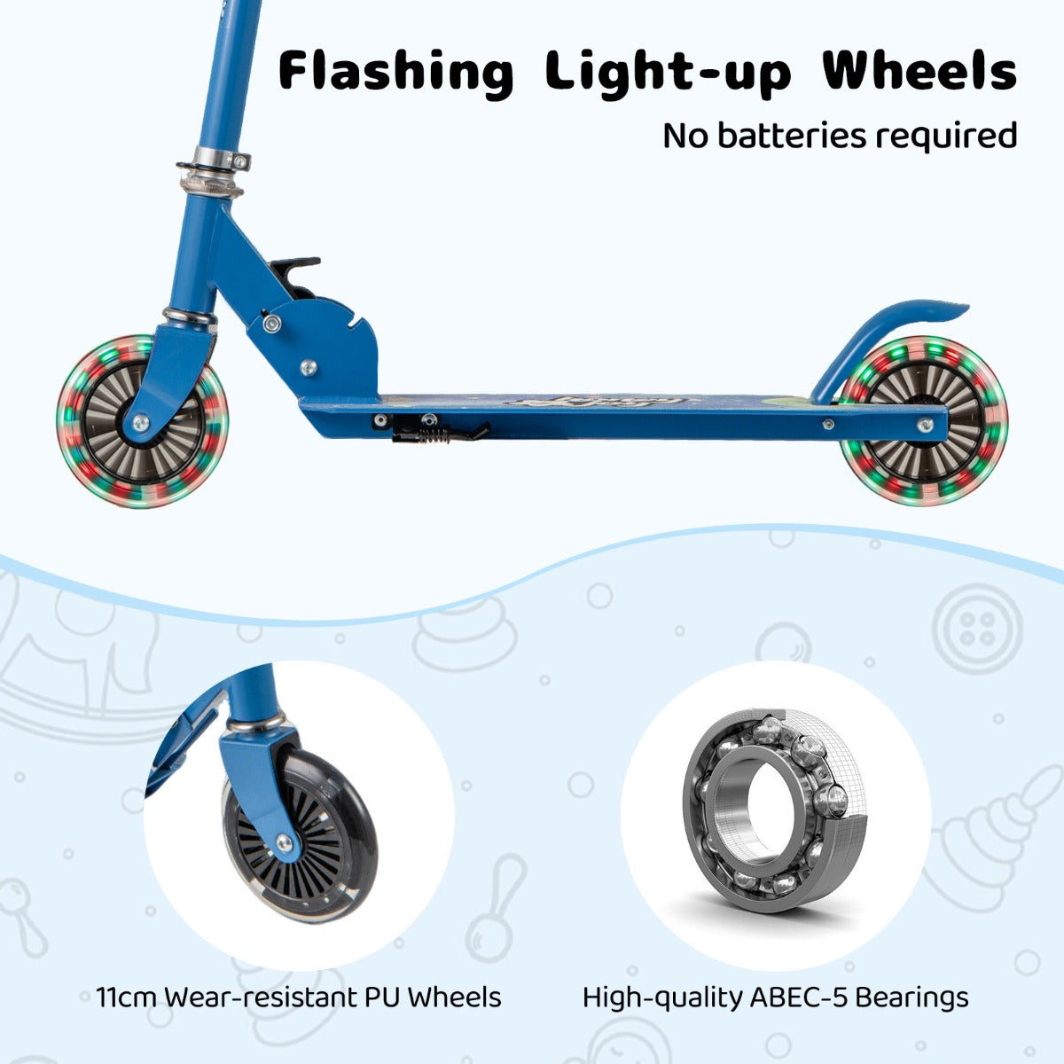 LIVSK Inklapbare Kinderstep - Verstelbaar Stuur - LED Wielen - Antislip Deck - Tot 50 kg - Roze/Blauw/Paars