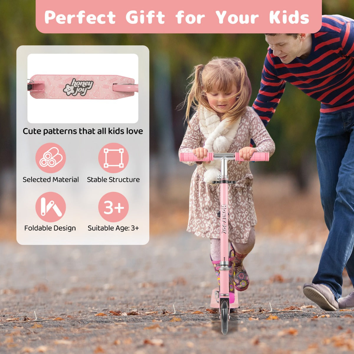 LIVSK Inklapbare Kinderstep - 3 Verstelbare Hoogtes - LED Lichtwielen - Antislip Deck - Tot 50 kg - Roze/Blauw/Paars