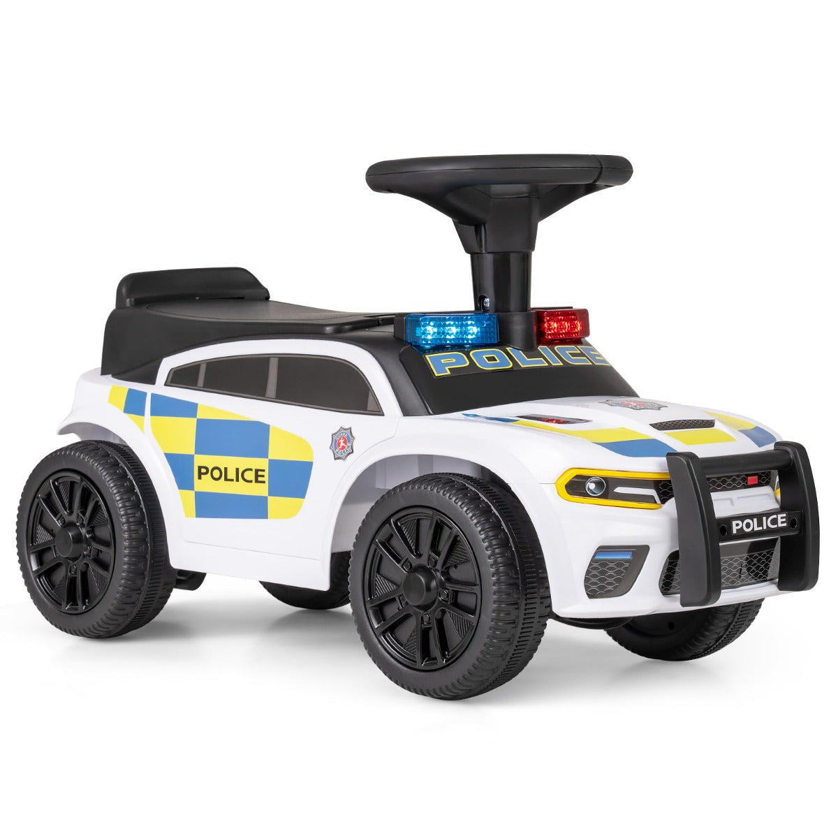 Livsk costway kinderstep outdoor race model met knipperende lichten muziek en opbergvak vloerstep wit 1 1