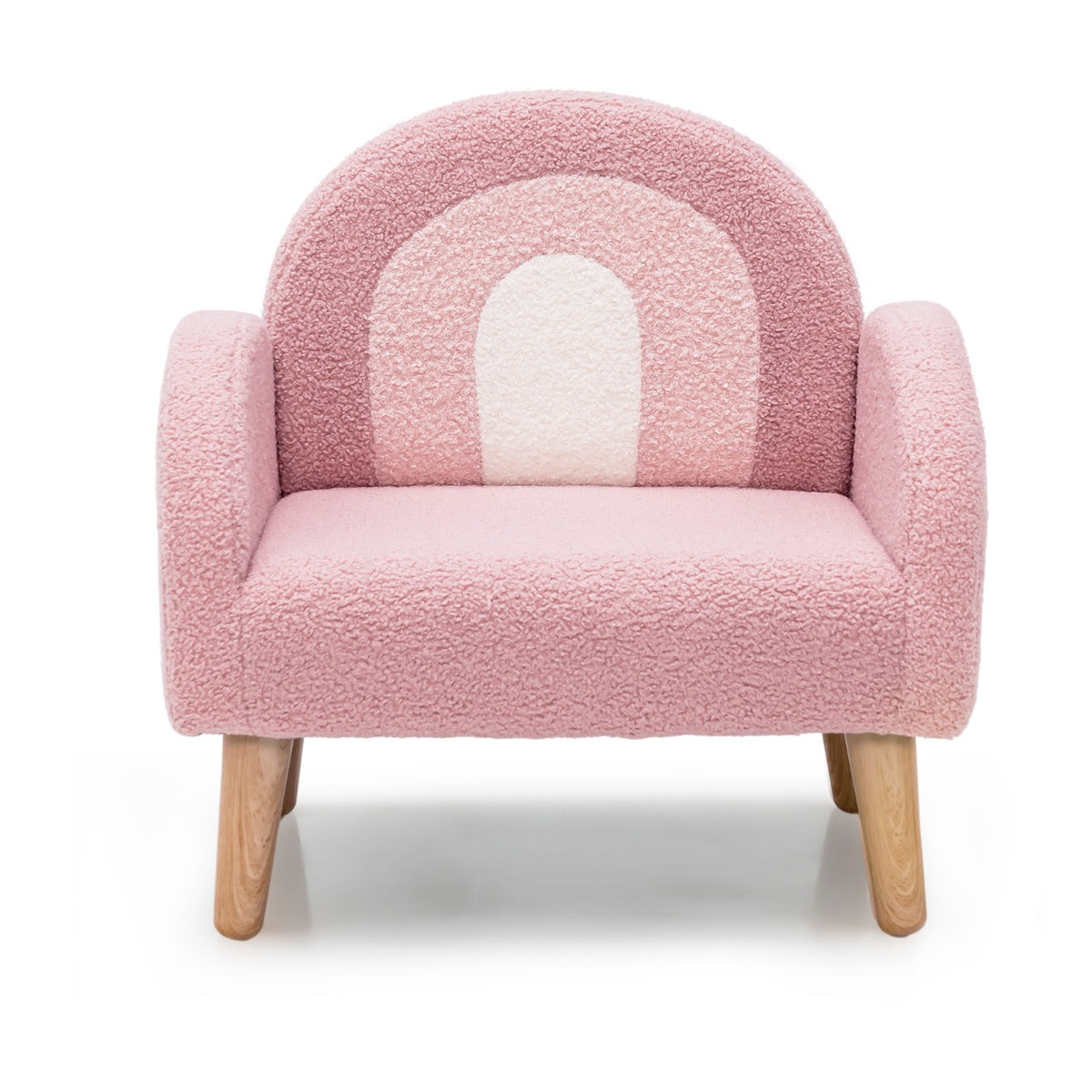 LIVSK Gevoerde Kinderstoel - Ergonomisch met Regenboogpatroon - Zacht Teddyfluweel - Tot 50 kg - 3-5 jaar - Roze