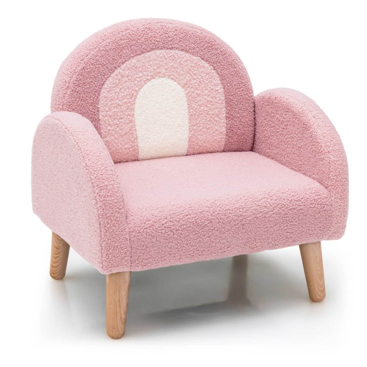 LIVSK Gevoerde Kinderstoel - Ergonomisch met Regenboogpatroon - Zacht Teddyfluweel - Tot 50 kg - 3-5 jaar - Roze