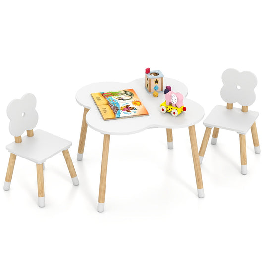 Livsk costway kindertafelset in bloemvorm houten speel en activiteiten tafel voor kinderen met 2 kindvriendelijke stoelen