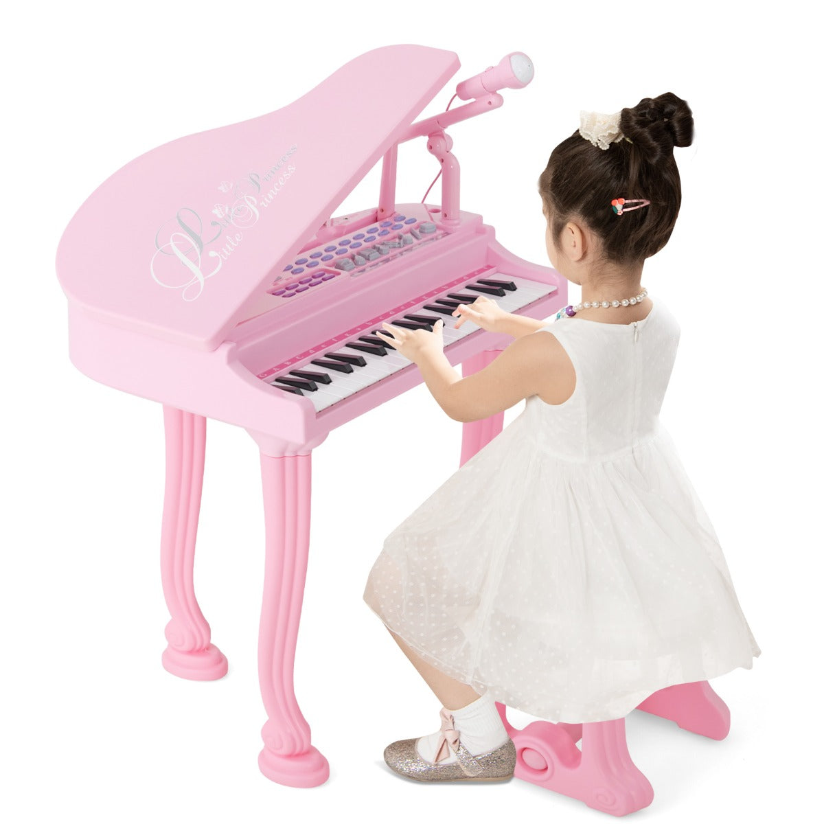 LIVSK Multifunctioneel Pianotoetsenbord Speelgoedpiano - 37 Toetsen - 8 Muziekstijlen - Led-Leer-Modus - Inclusief Microfoon -