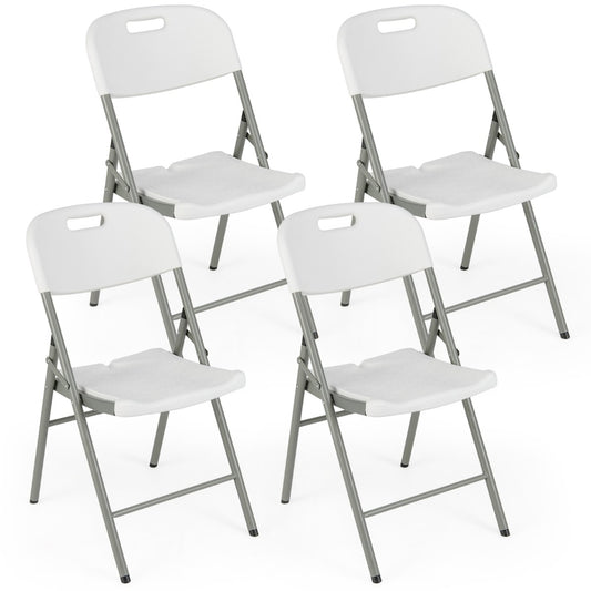 LIVSK Klapstoelen Set van 4 - Ergonomisch - Metalen Frame - Tot 160 kg - Weerbestendig - Inklapbaar - Draagbaar - Wit
