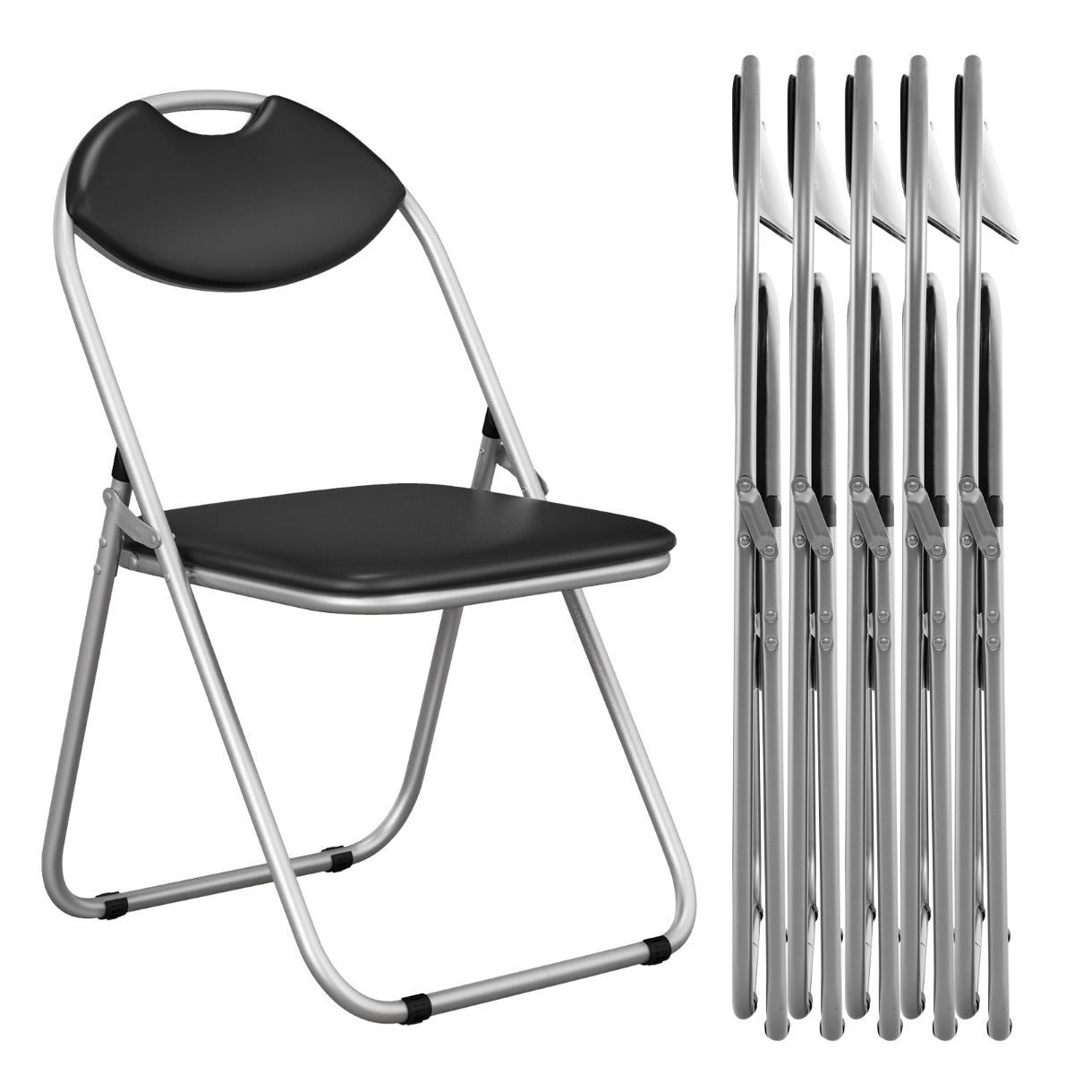 Livsk costway klapstoelen set van 6 gaststoelen met metalen frame gevoerde stoelen en antislip voetkussens voor thuis kantoor 115 kg draagvermogen 2