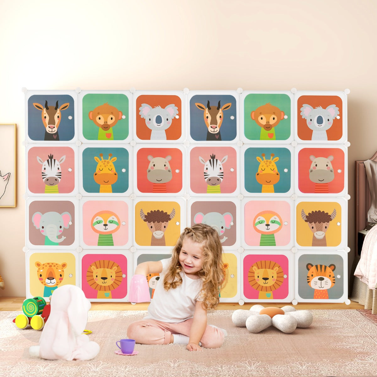 LIVSK Uitbreidbare Kinderkledingkast - 12 Kubusvakken met Deuren - Flexibel en Gebruiksvriendelijk - Wit