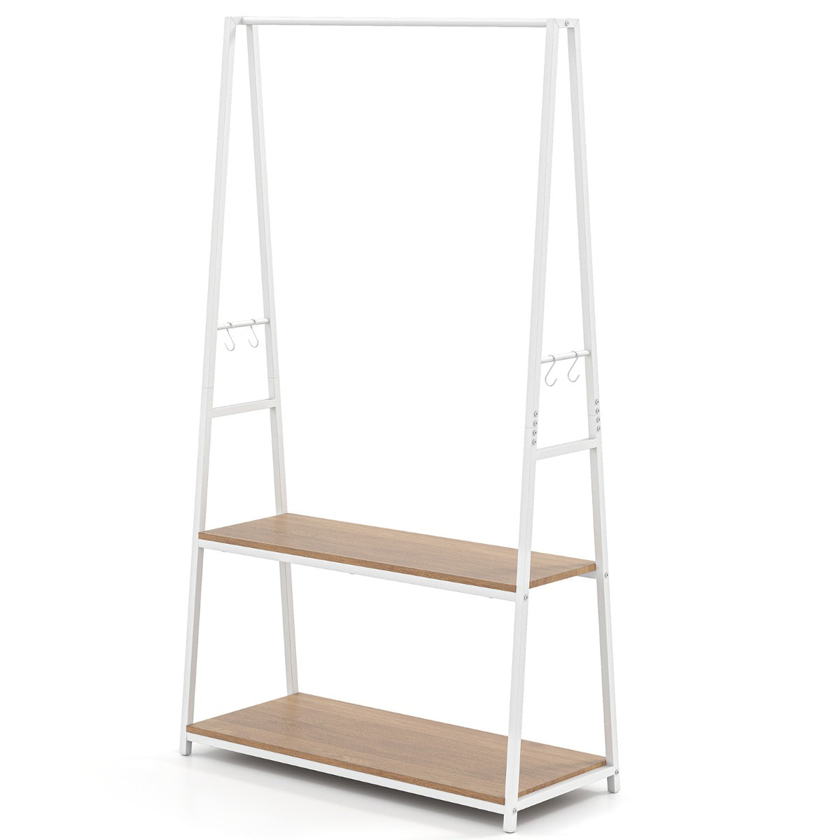 LIVSK Vrijstaand Kledingrek - Sterk Metaal met Roestbestendige Coating - Verdeelde Opbergruimte - 94 x 40 x 171 cm - Zwart + Bruin