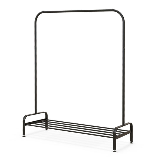 LIVSK Verstelbaar Kledingrek met Opbergvak - Ruimte voor 5 Paar Schoenen - Duurzaam Staal - Antislip Clips - 112 x 42 x 145 cm -