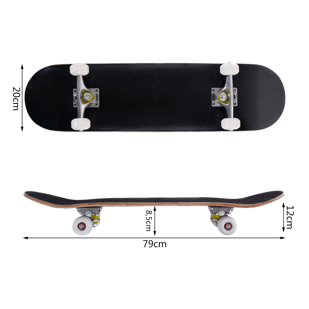 LIVSK Skateboard SP35211BK - Hoogwaardig Esdoornhout - Aluminium Asdrager - PU-wielen - Voor Beginners - Zwart
