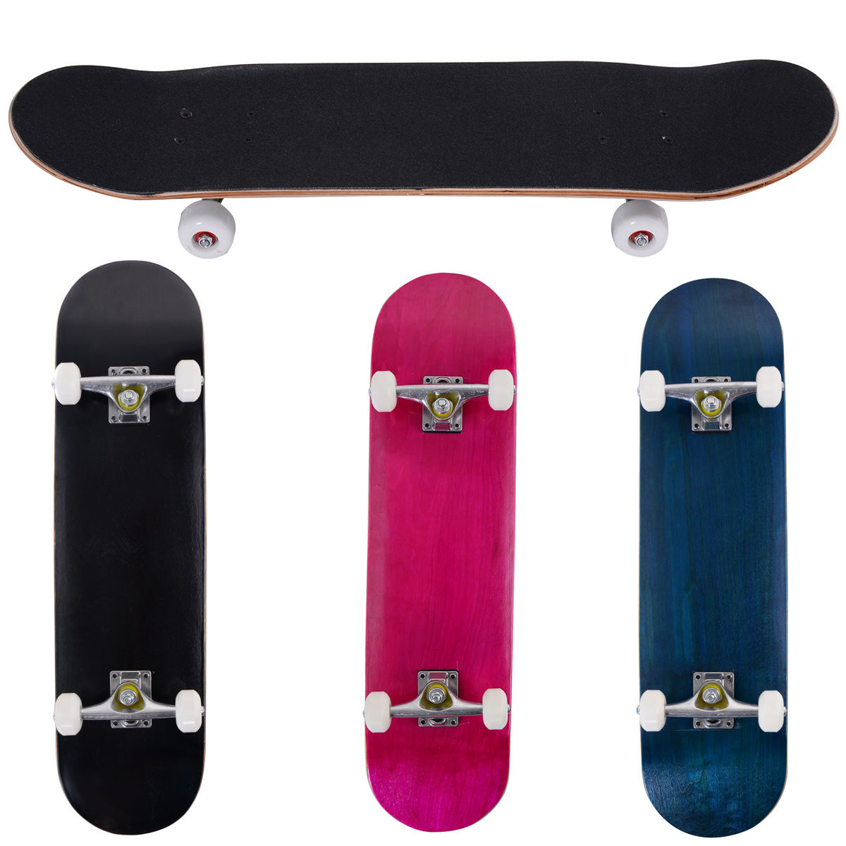 LIVSK Skateboard SP35211BK - Hoogwaardig Esdoornhout - Aluminium Asdrager - PU-wielen - Voor Beginners - Zwart