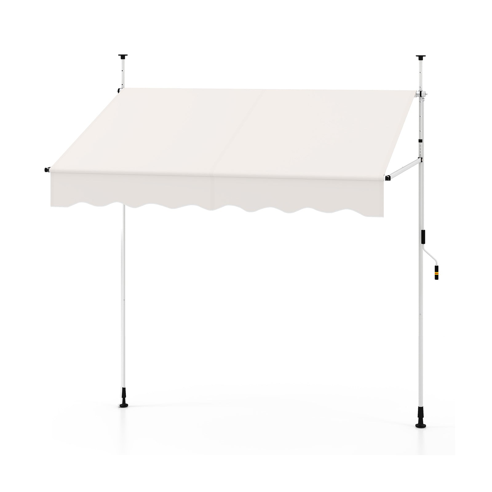 LIVSK Handmatig Retractable Zonnescherm - Hoogte 210-300 cm - UV-bestendig - Waterafstotend Polyester - Eenvoudige Montage - Wit