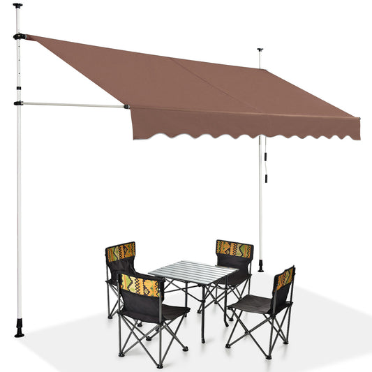 LIVSK Uitschuifbare Markies 300 cm - Hoogteverstelbaar - Handmatige Draaiknop - UV-bestendig - Aluminium Frame - Bruin