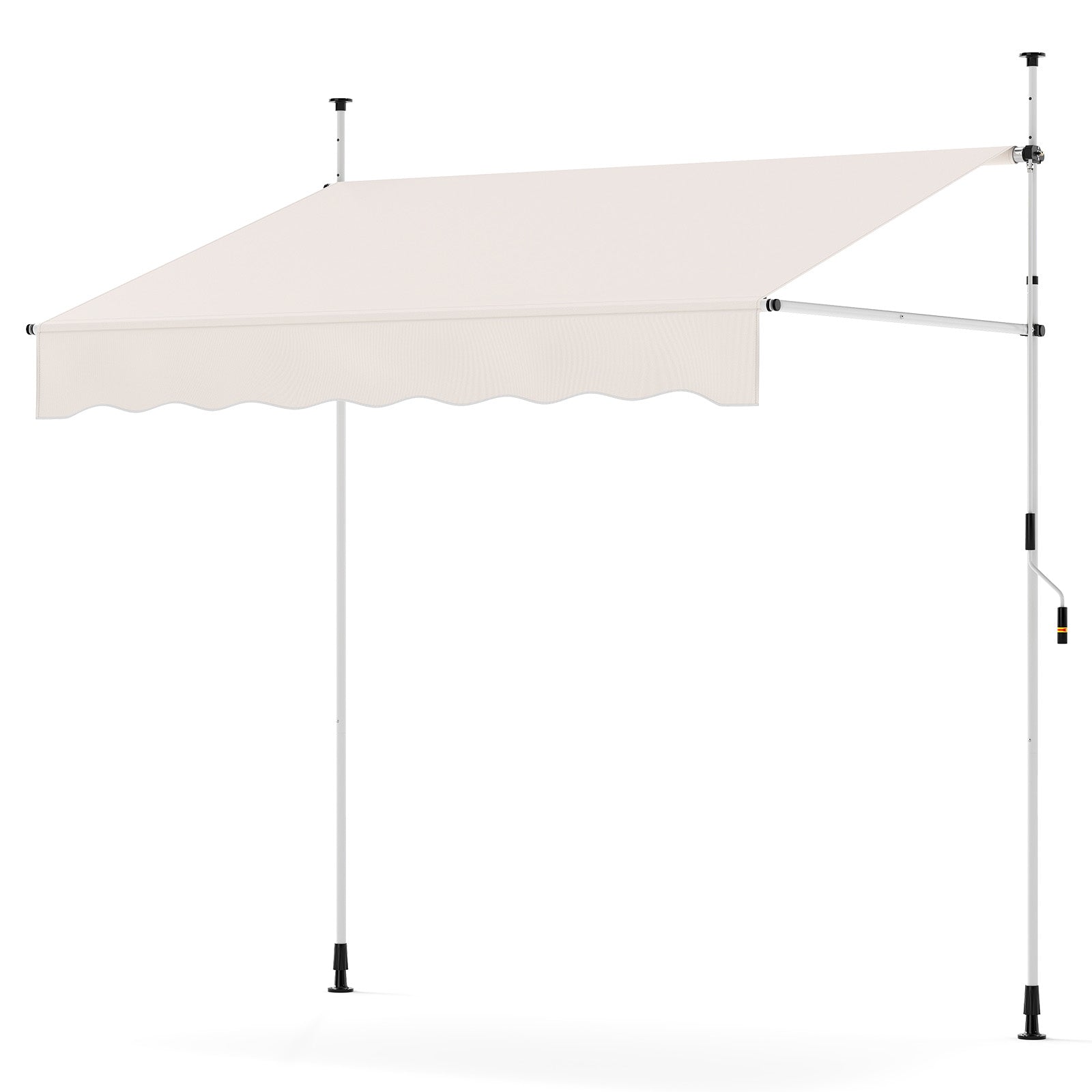 LIVSK Uitschuifbaar Terrasscherm - Hoogteverstelbaar van 210-300 cm - UV-bestendig - Eenvoudige montage - 200 x 120 cm - Wit