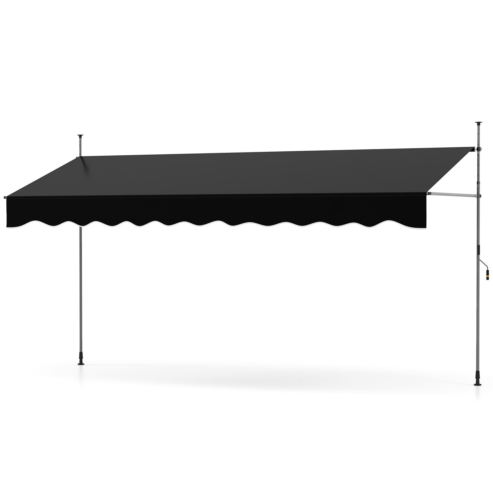 LIVSK Uitschuifbaar Terrassozonnescherm - Hoogteverstelbaar - Waterbestendig - Eenvoudige Montage - 400 x 120 x 210-300 cm - Zwart