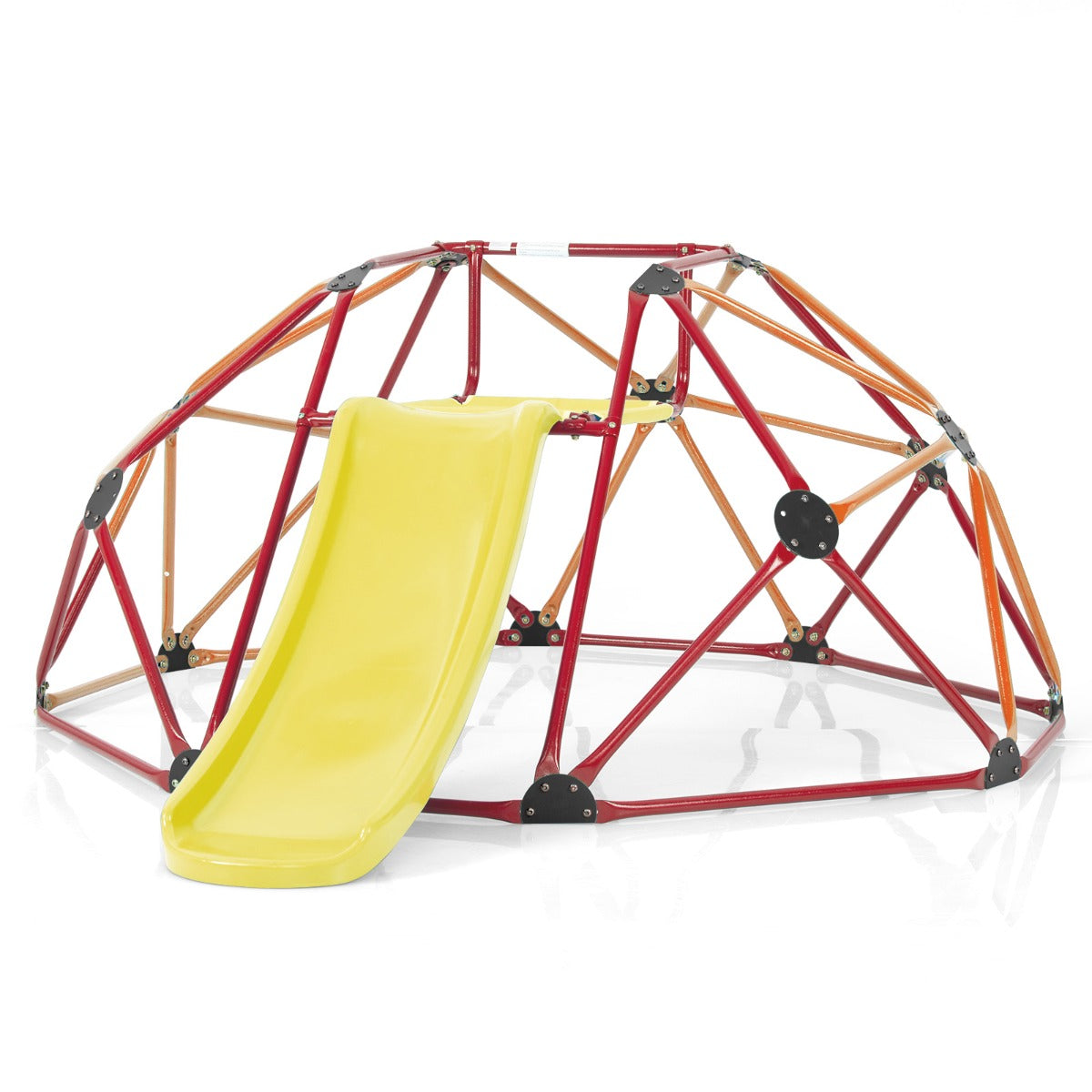 LIVSK Klimkoepel met Glijbaan - Activiteitencentrum voor Kinderen - Max. 181,5 kg - Veiligheidsleuningen - Oranje Rood