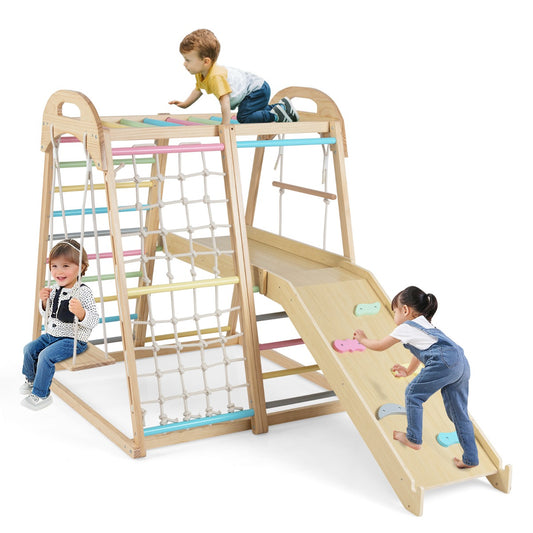 Livsk costway klimrek voor kinderen compleet met schomme ladder glijbaan en klimnet