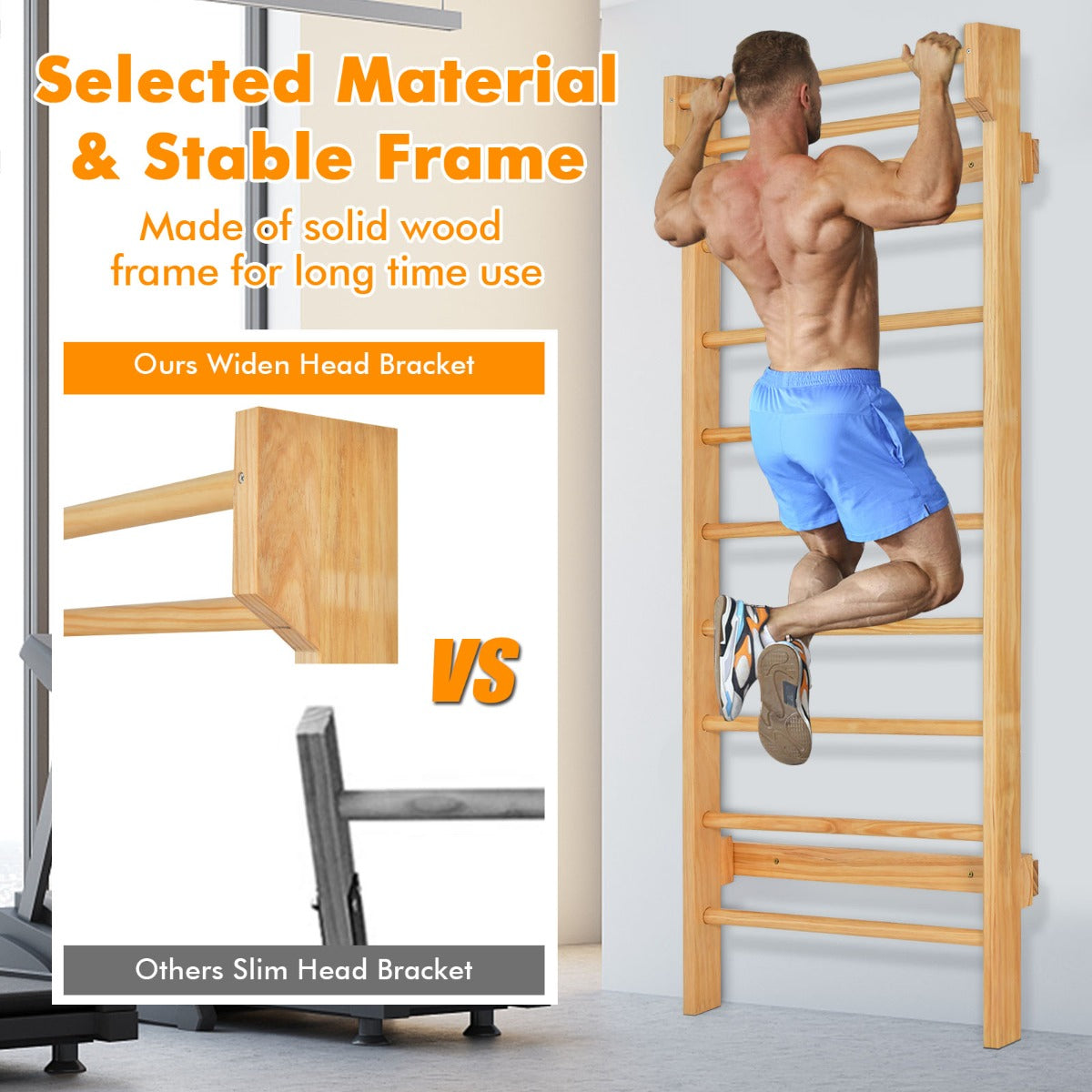 LIVSK Fitnessladder - Multifunctioneel voor Strekken en Krachttraining - Draagvermogen 150 kg - Compacte Afmetingen 195 x 80 x 14