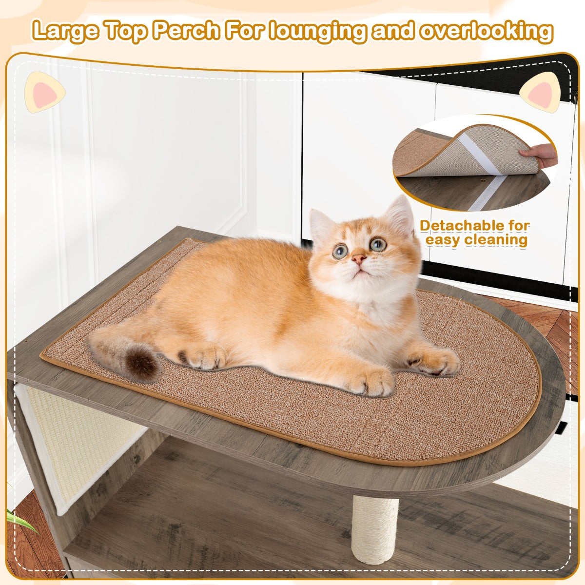 LIVSK Kattenmeubel met Krabpaal - 2-in-1 Design met Verborgen Kattenbak - Stabiele Constructie - 80 x 45 x 87,5 cm - Grijs + Wit