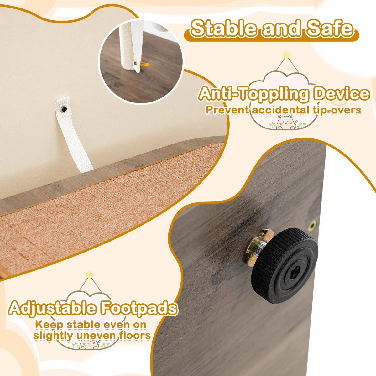 LIVSK Kattenmeubel met Krabpaal - 2-in-1 Design met Verborgen Kattenbak - Stabiele Constructie - 80 x 45 x 87,5 cm - Grijs + Wit