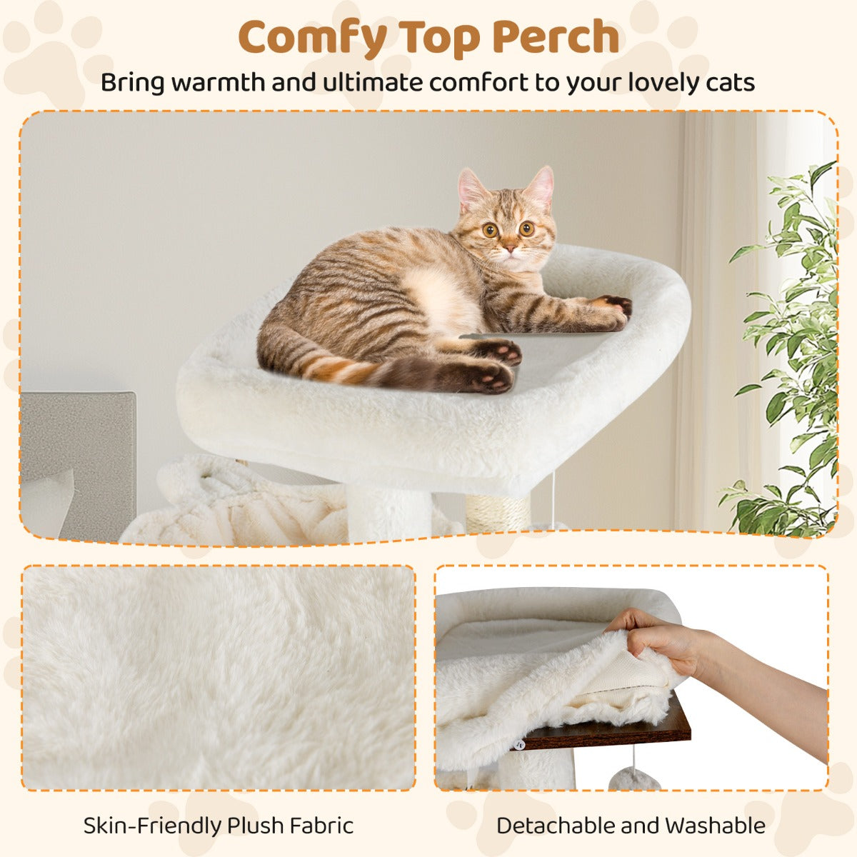 Livsk costway krabpaal met verborgen kattenbak 2 hangmatten uitkijkplatform kattenkast met sisal krabpalen matten 6