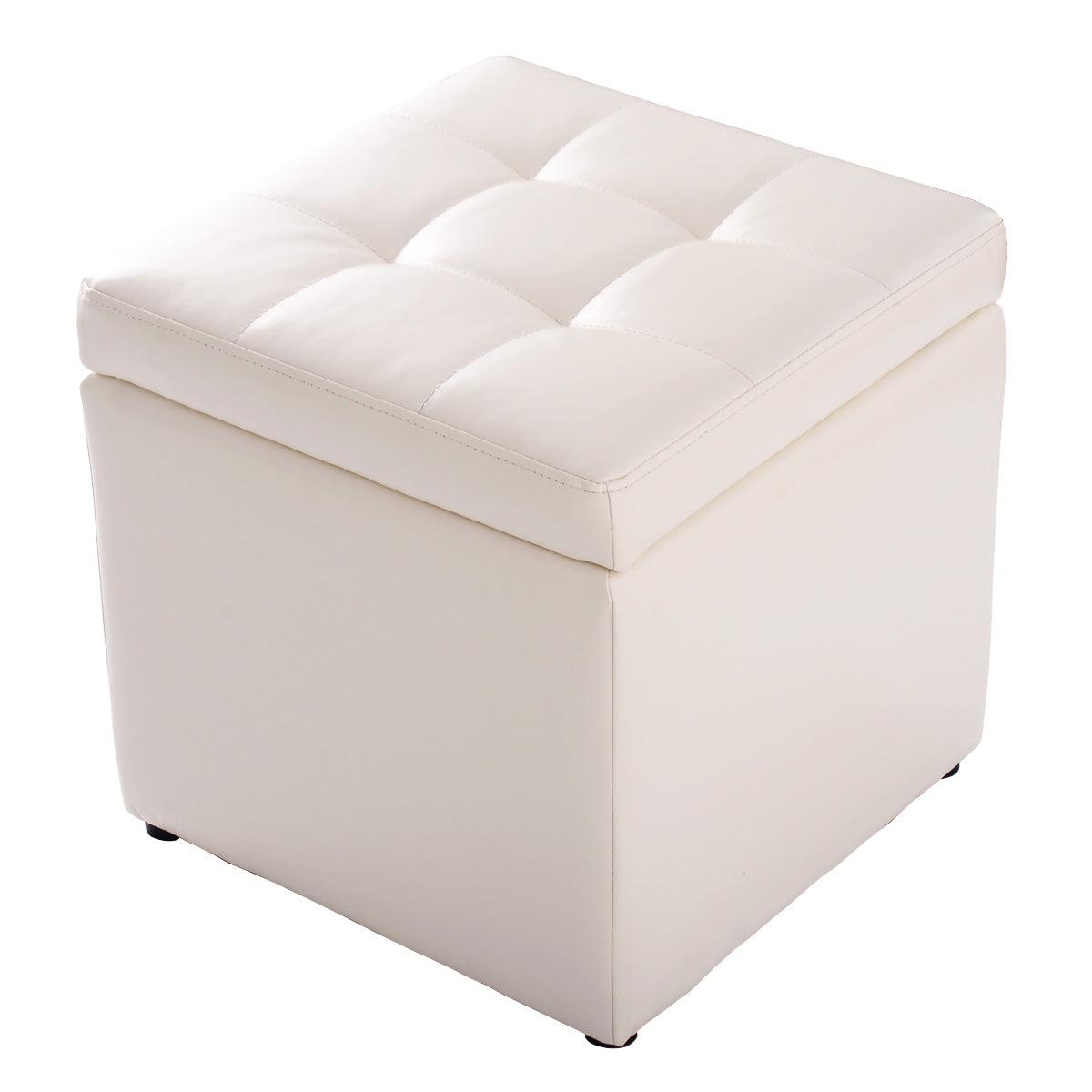 LIVSK Opbergpoef met Veiligheidsscharnieren - Comfortabele Zitting - Ruim Compartiment - Tot 150 kg - 40 x 40 x 40 cm - Grijs
