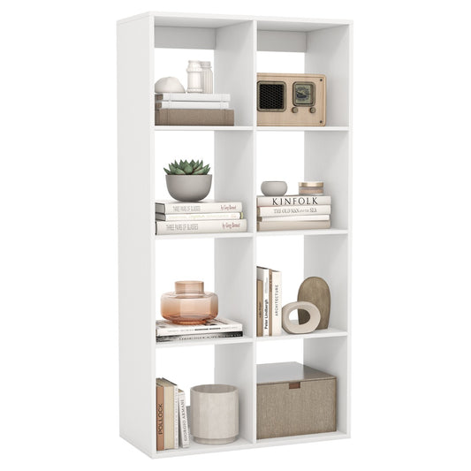 Livsk costway kubusboekenkast moderne kubusboekenkast met achterwandbescherming en kantelbeveiligingsset 695 x 33 x 137 cm wit