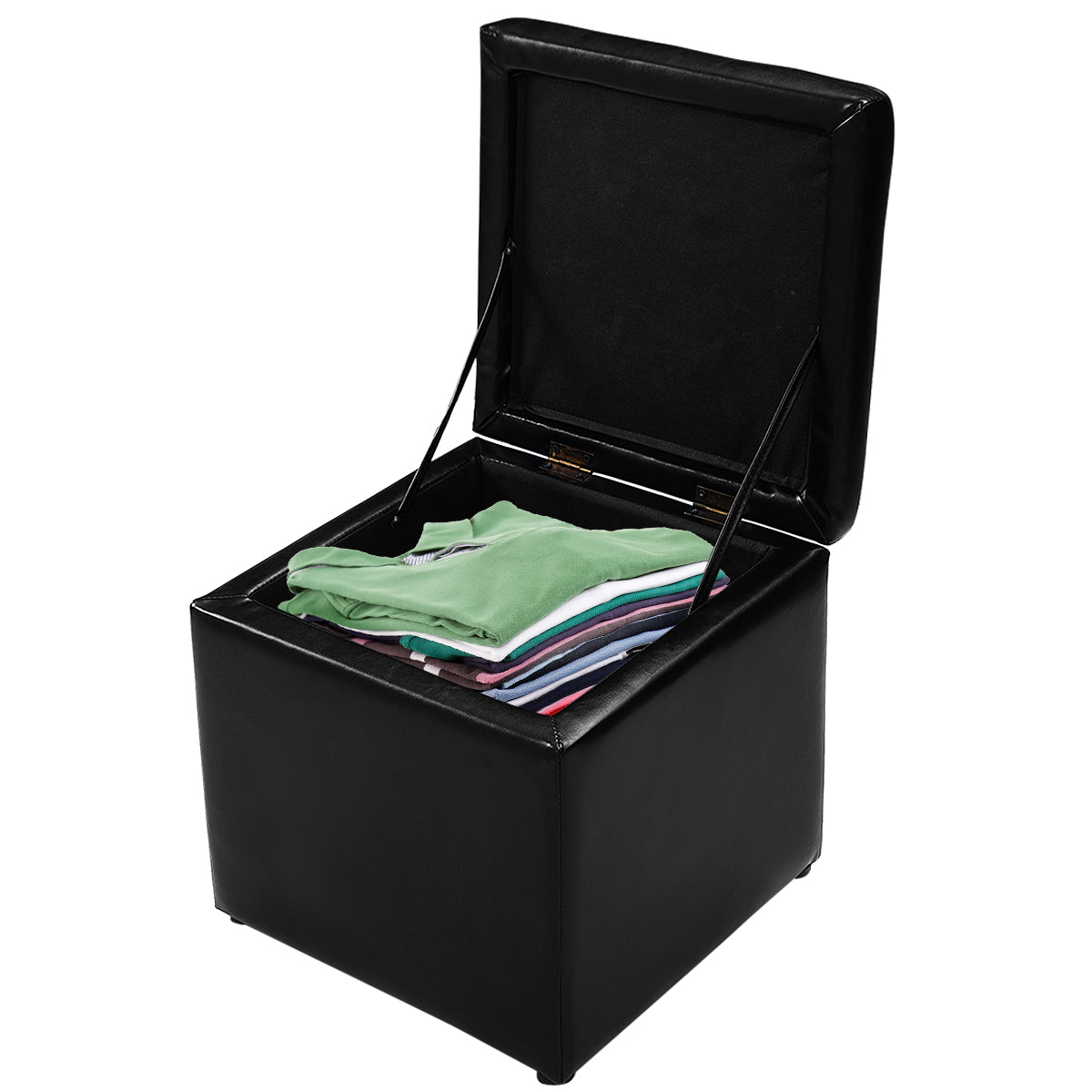 LIVSK Getufte Lift Opbergpoef - Hoogwaardig Hout - Veiligheidsscharnier - Comfortabele Schuimstof Zitting - Tot 150 kg - Grijs