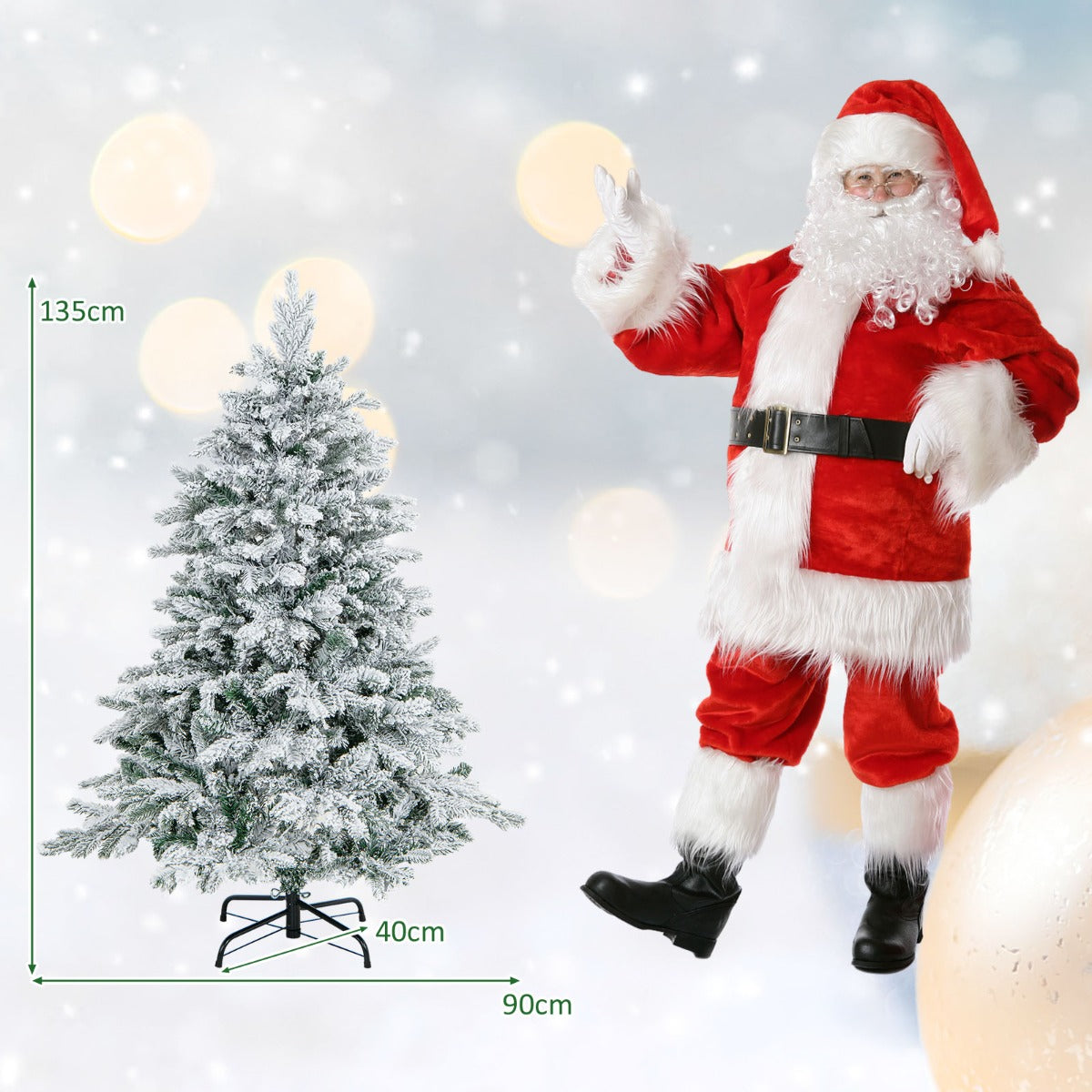 Livsk costway kunstkerstboom 135 cm 757 takken 260 warmwitte led lampjes geflockt scharnierend voorgeinstalleerde lampjes 2
