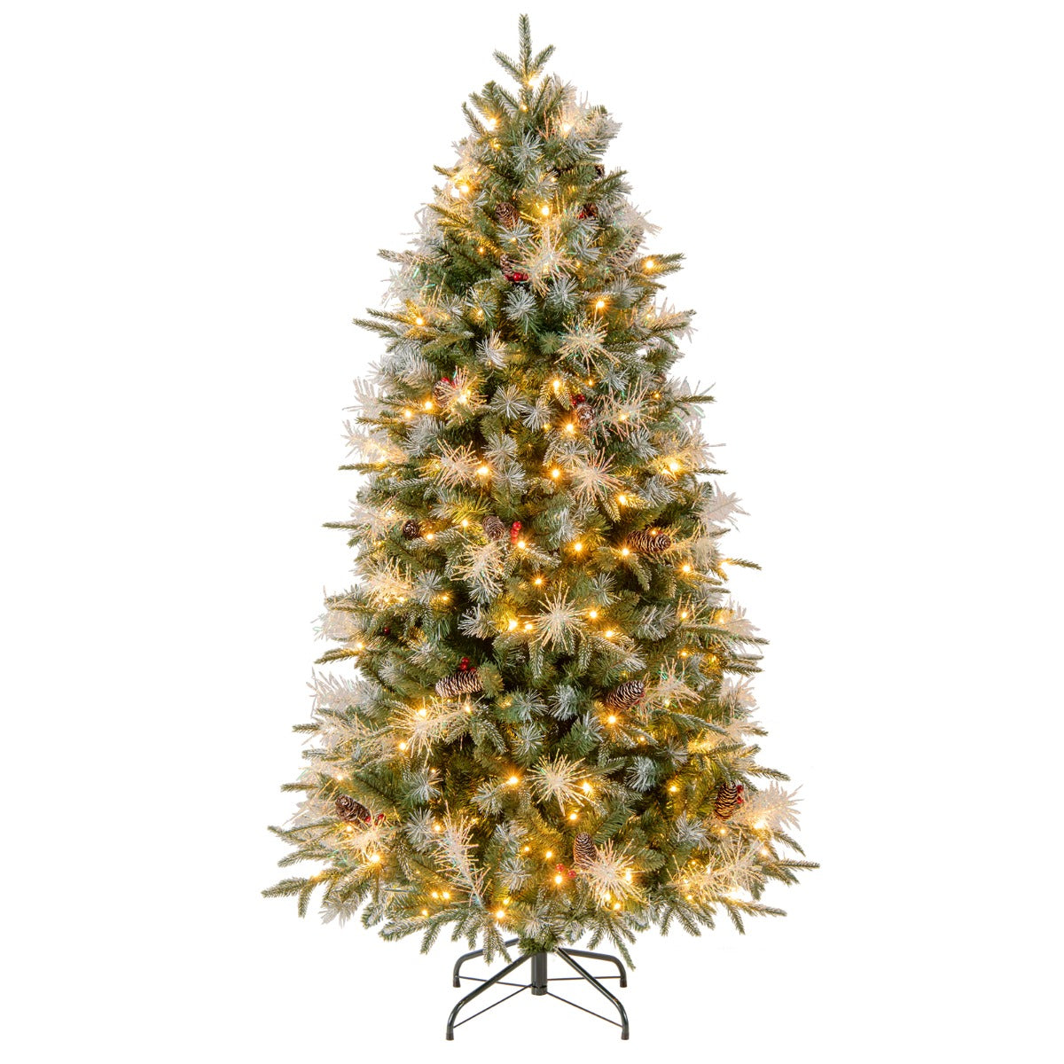 LIVSK Voorverlichte Kunstkerstboom 180 cm - 806 Takken - 270 Warmwitte LED-lampjes - 8 Verlichtingsstanden - Groen
