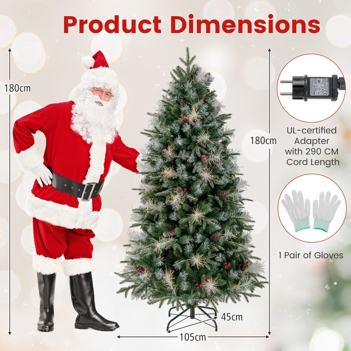 LIVSK Voorverlichte Kunstkerstboom 180 cm - 806 Takken - 270 Warmwitte LED-lampjes - 8 Verlichtingsstanden - Groen