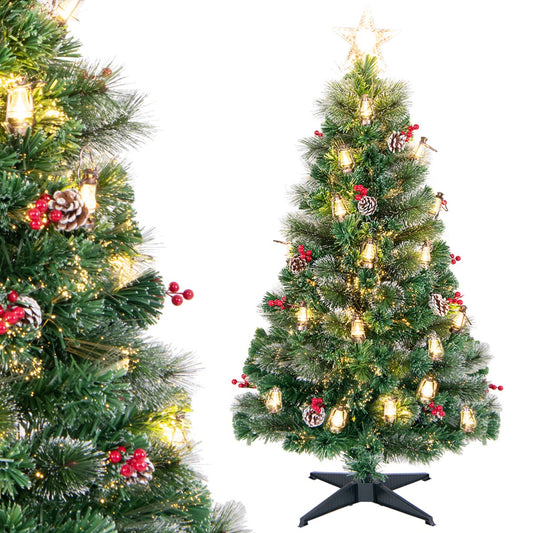 LIVSK Kunstkerstboom - Realistisch Ontwerp met Besneeuwde Dennennaalden - 8 Verlichtingsstanden - Warmwitte LED's - Groen en Wit