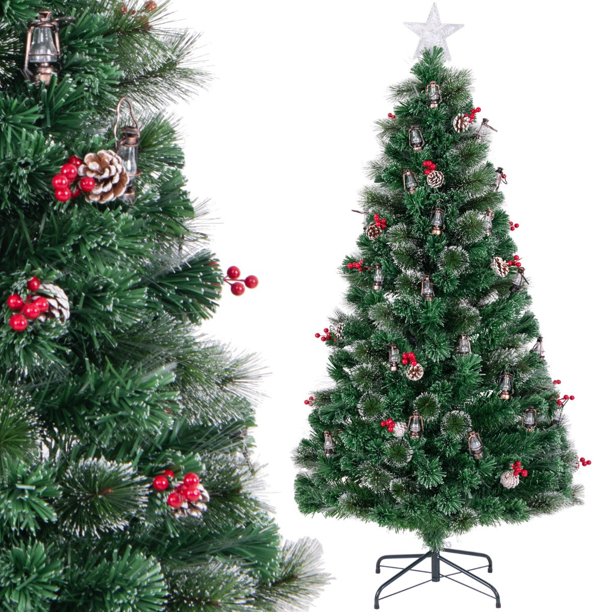 LIVSK Kunstkerstboom - Realistisch met 8 Verlichtingsstanden - Warmwitte LED - Inclusief Handschoenen en Reserve Lampjes - 180 cm