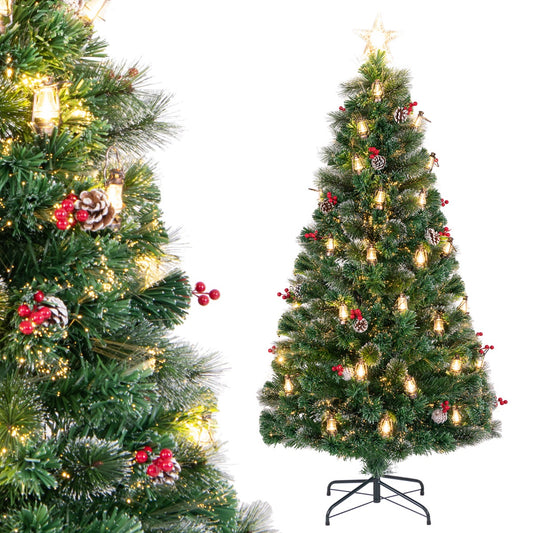LIVSK Kunstkerstboom - Realistisch met 8 Verlichtingsstanden - Warmwitte LED - Inclusief Handschoenen en Reserve Lampjes - 180 cm